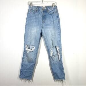 URBAN OUTFITTERS Slim Straight Distressed Jeans Denim Light Wash Busted Knee 26